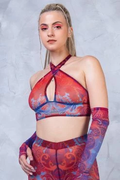 Budget 🔔 BADINKA Jumon Halter Criss Cross Mesh Top ❤️