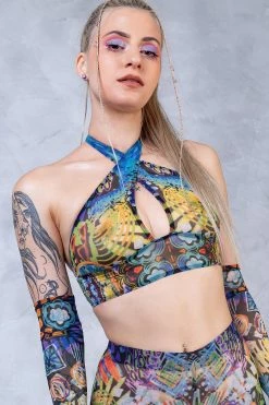 Flash Sale 🤩 BADINKA Delirium Halter Criss Cross Mesh Top ⭐