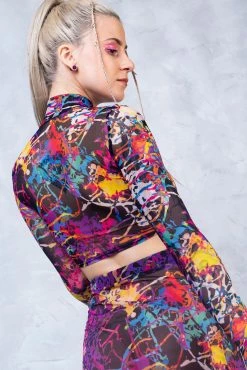 Coupon ❤️ BADINKA Splatter Mesh Rave Top 👍 -Badinka Shop il fullxfull.3928192026 m77n