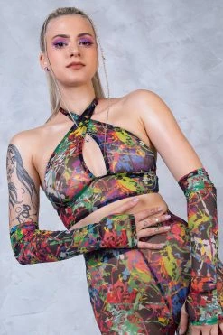 Brand new ๐ BADINKA Splash Halter Criss Cross Mesh Top โจ